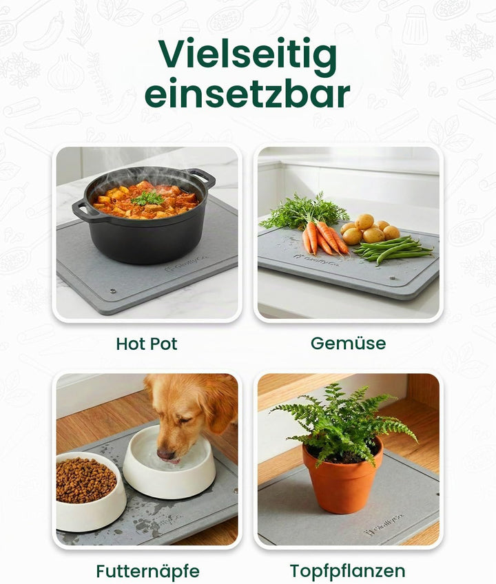 GIRAFFYCO Abtropfmatte aus Stein - Grande Solo, Extra grosse Abtropfmatte | 50 x 40 cm extra grosse