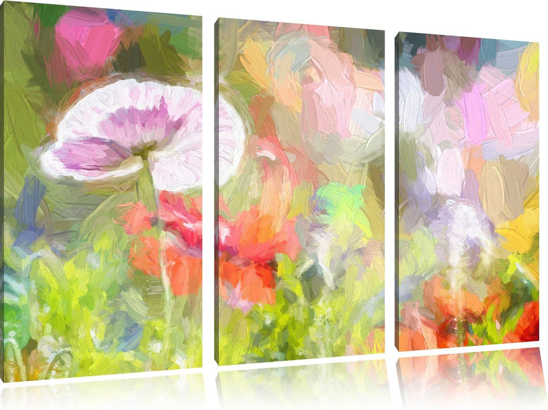 Pixxprint Kalifornischer Mohn im Frühling als Leinwandbild/Grösse: 3 Teilig (120x80 cm) cm/Wandbild/