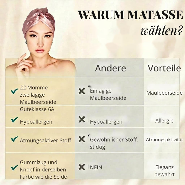 MATASSE Seidenhaube Zum Schlafen Aus 22 Momme Maulbeerseide, Verstellbares Bonnet Seide Für Damen, D