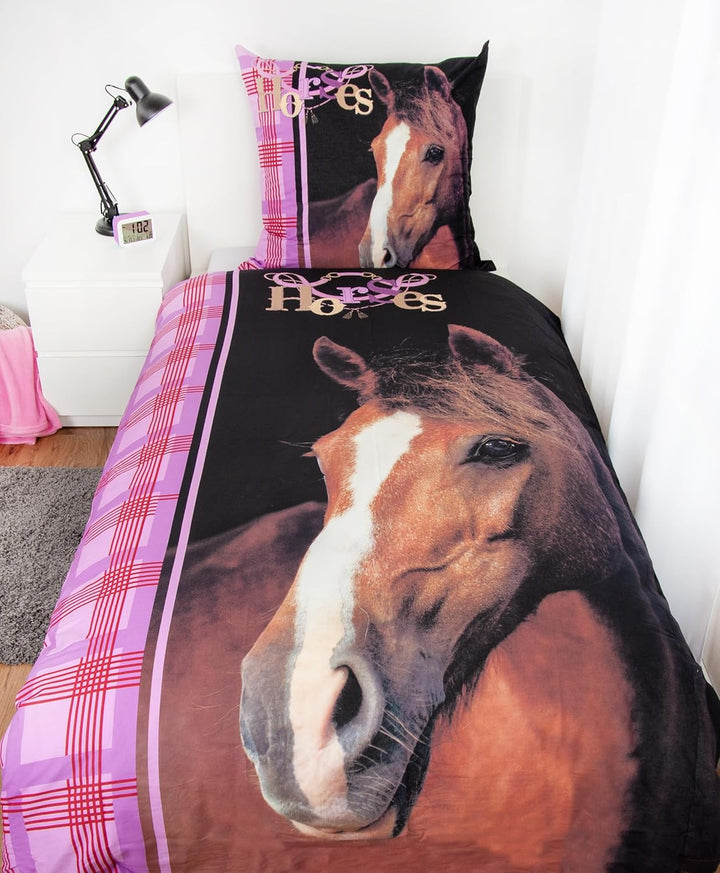 Herding Young Collection Pferde Bettwäsche, 80/80 cm + 135/200 cm, Baumwolle - Renforcé