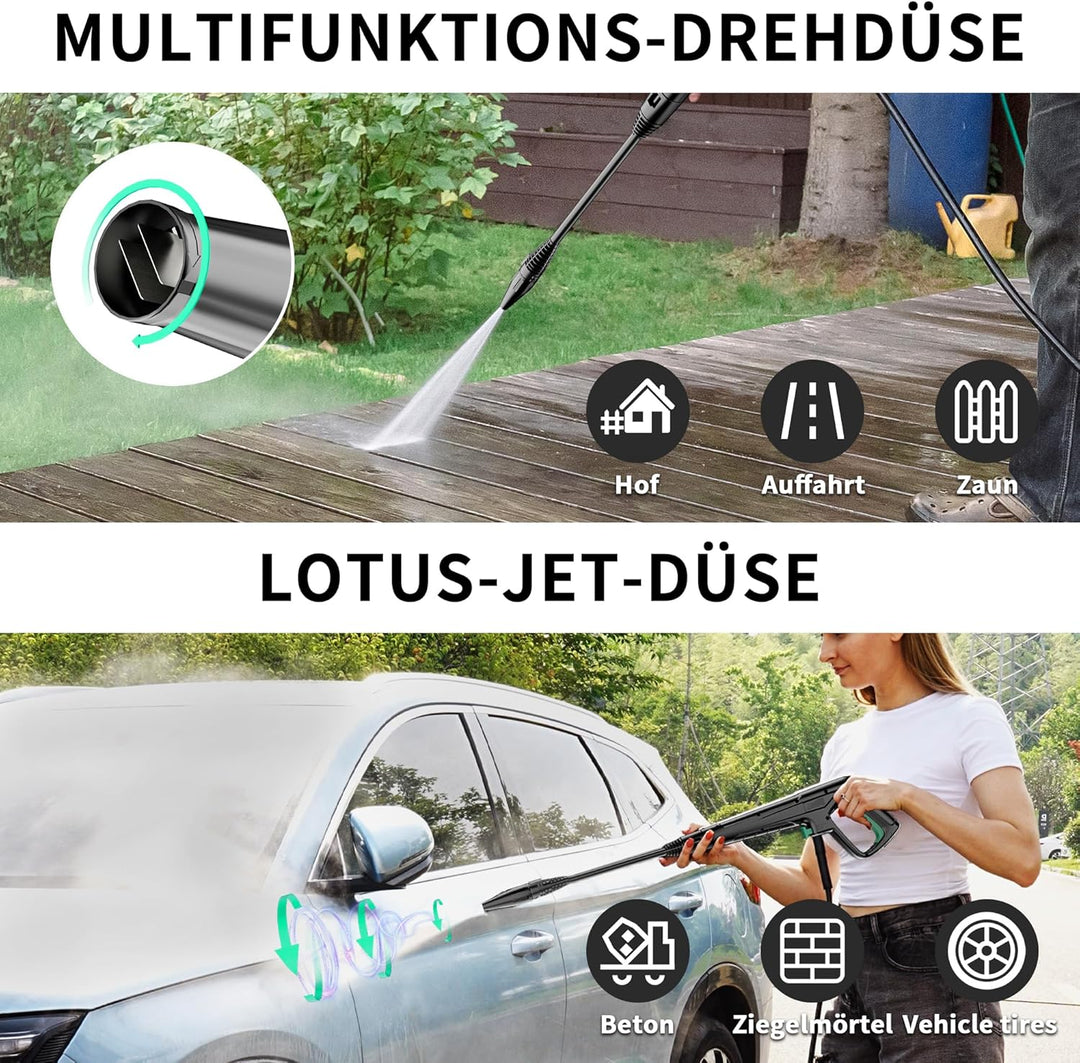2026New Hochdruckreiniger, Druck max 180 bar, 6-in-1-Düse, Fördermenge: 420 l/h, Flächenleistung: 50
