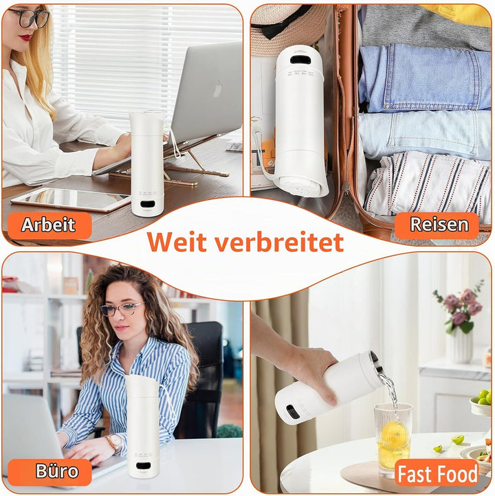 Elektrischer Tragbarer Schnelles Kochwasse Wasserkocher Klein,400 ml Mini Reisewasserkocher,304 Stai
