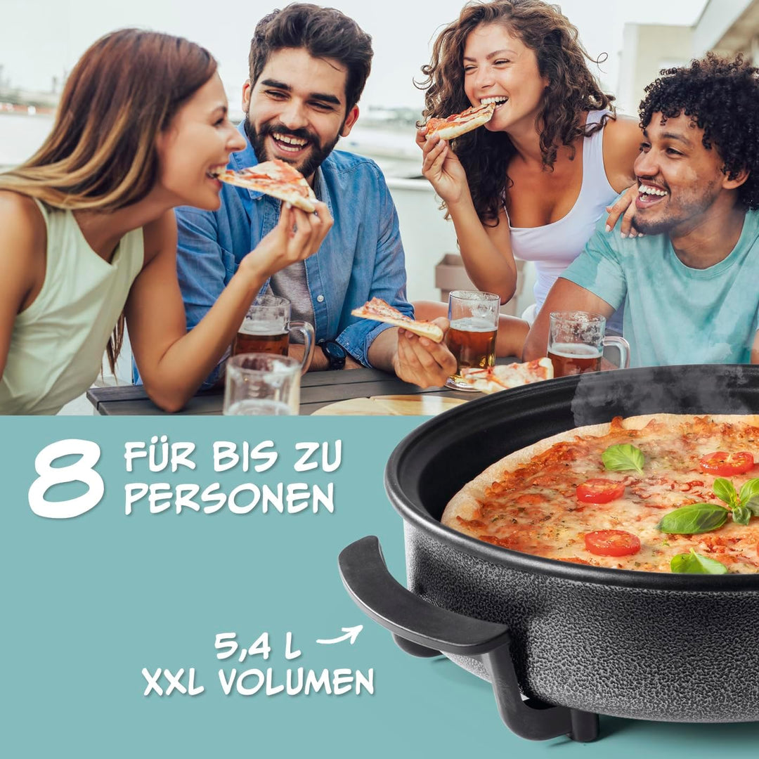 GOURMETmaxx Elektrische Multifunktionspfanne ⌀ 40cm | Mit Thermostat, Glasdeckel & Antihaftbeschicht