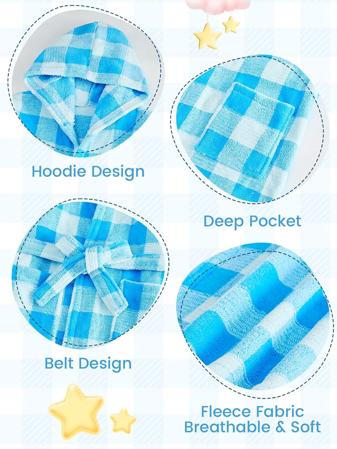 JiAmy Kapuzen Bademantel für Mädchen Flauschiger Fleece Plüsch Langer Schlafmantel Kinder Blau 10-12