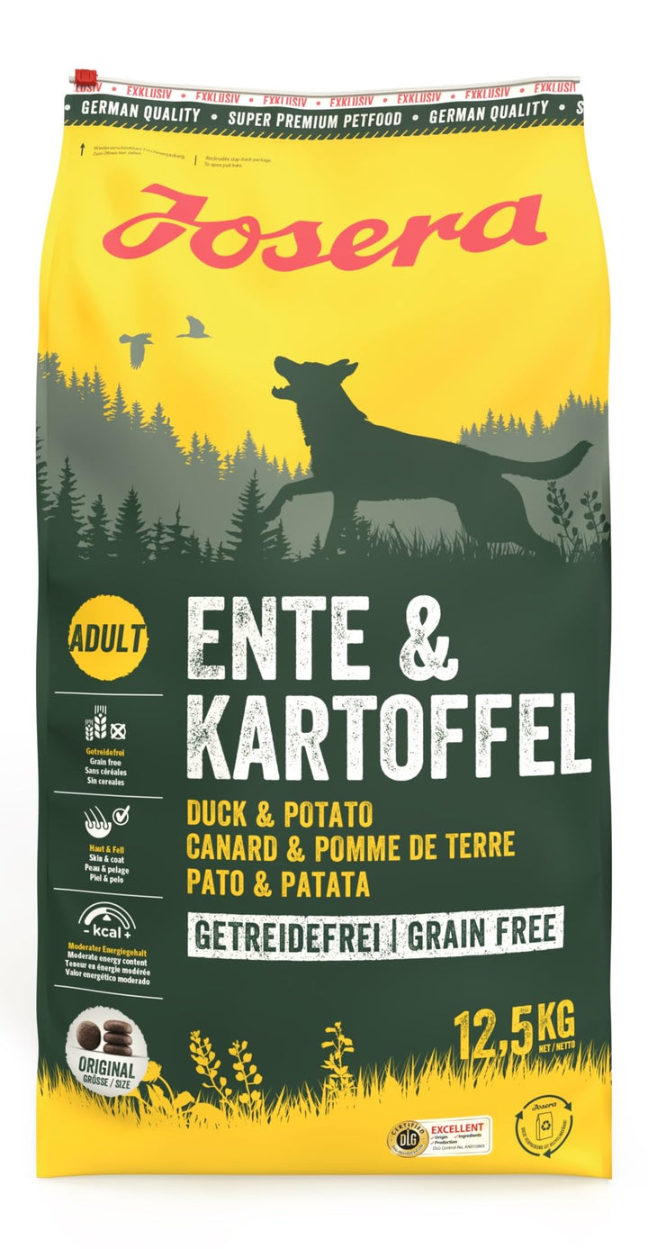 Josera Ente &amp; Kartoffel | 1 x 12,5 kg | Trockenfutter für Hunde | Getreidefrei | Für ausgewachsene H