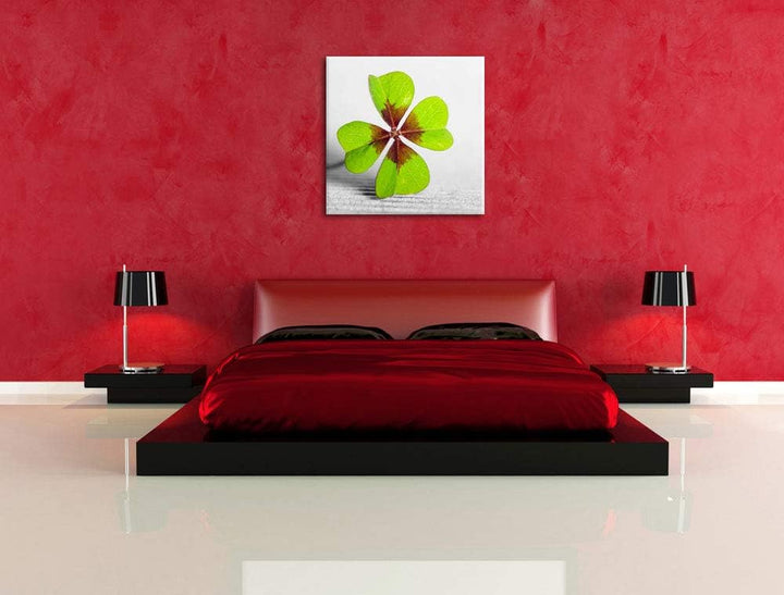 Pixxprint Kleeblatt Glücksklee als Leinwandbild Quadratisch/Grösse: 70x70 / Wandbild/Kunstdruck/fert