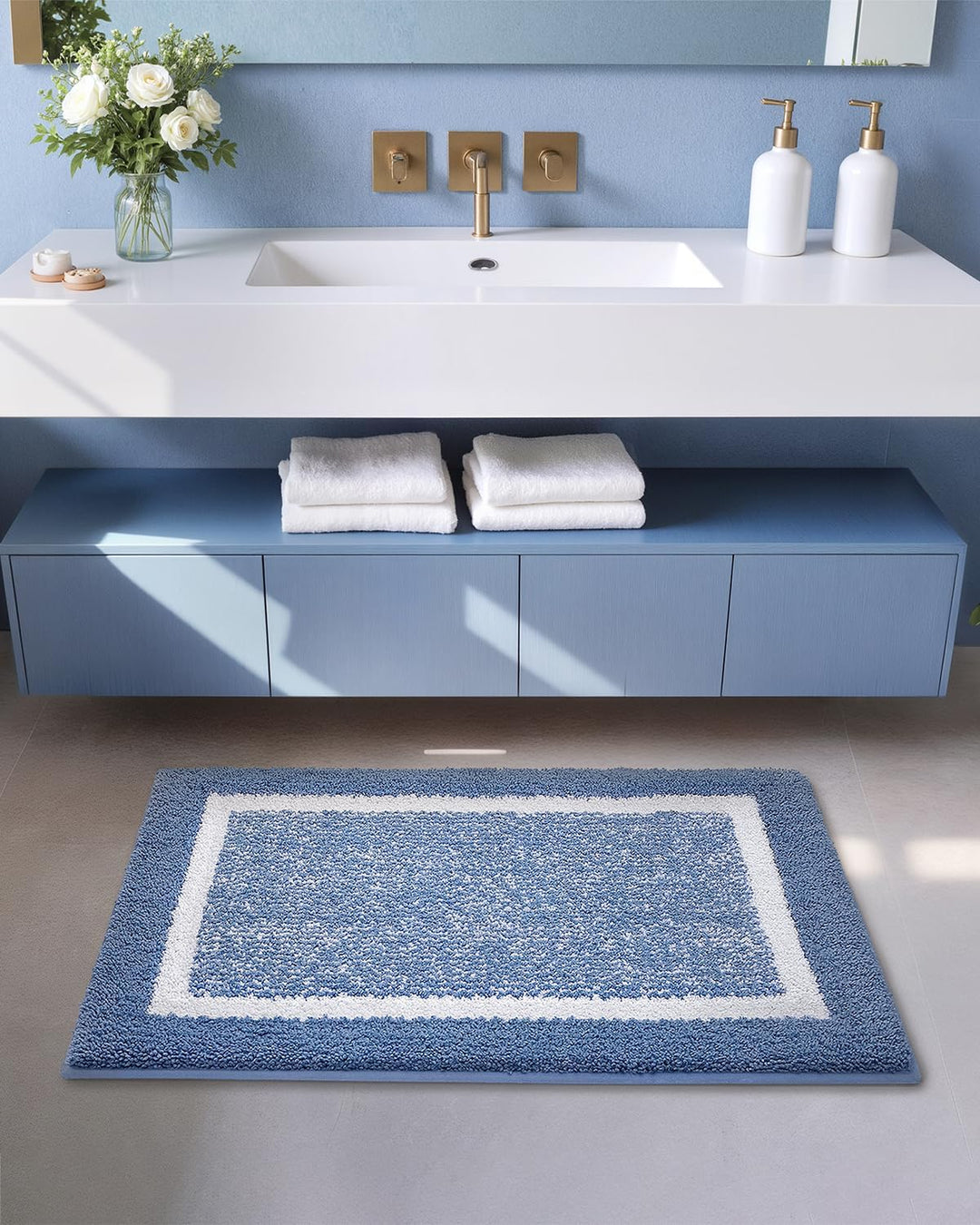 COLOR&GEOMETRY Kleine Badteppiche rutschfest Waschbar Absorbierende Badvorleger Weiche Badezimmertep