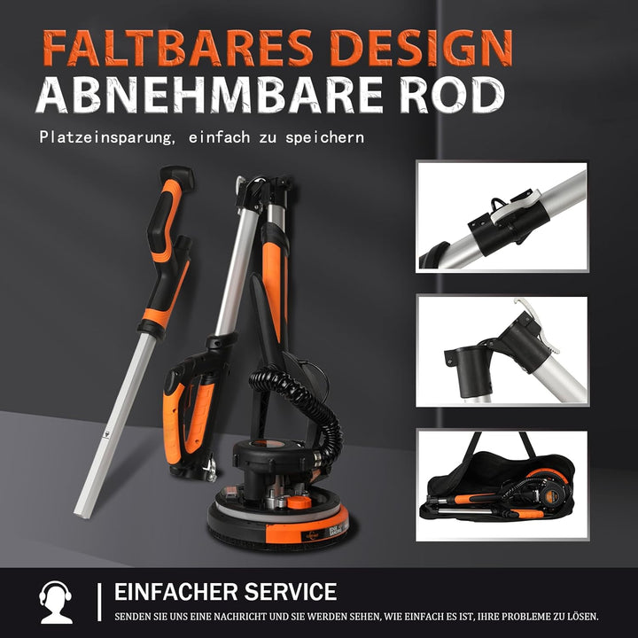 Trockenbauschleifer, Wand & Deckenschleifer,750 Watt max Drehzahl 1800 U/min Wandschleifer mit LED u