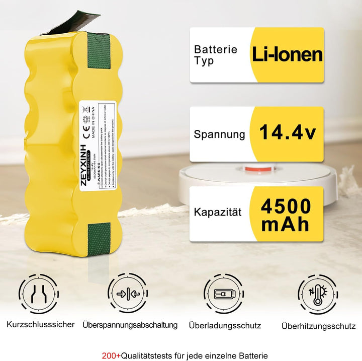 ZEYXINH Ersatzakku für iRobot Roomba, 14.4V 4500mAh NI-Mh Akku für iRobot Roomba 500 600 700 800 Ser