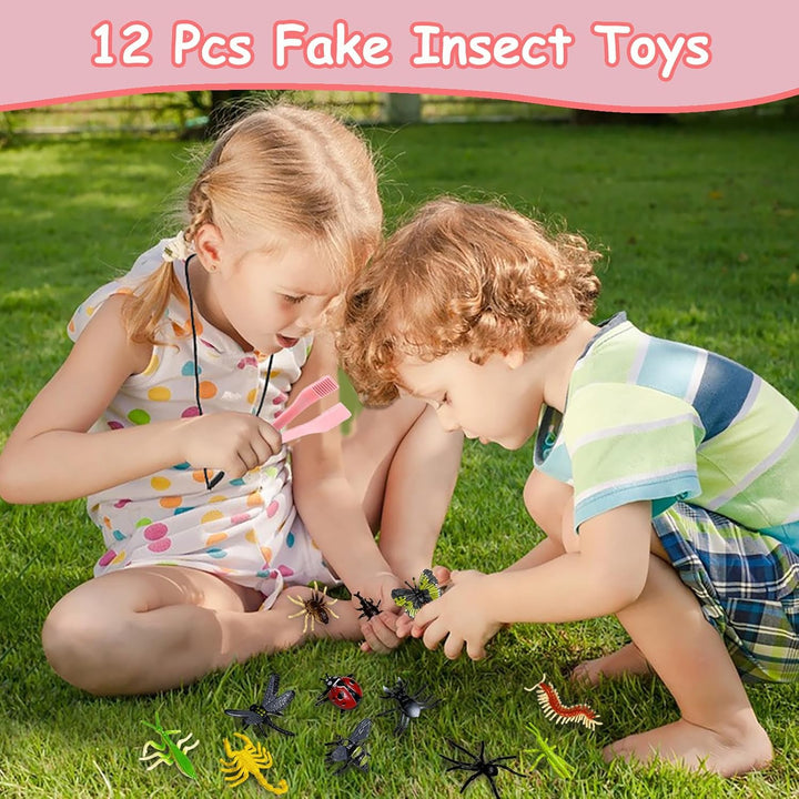 Entdecker Set für Kinder ab 4, 17 Stück Forscherset für Kinder, Insektenbox mit Lupe, Kinderlupe, In
