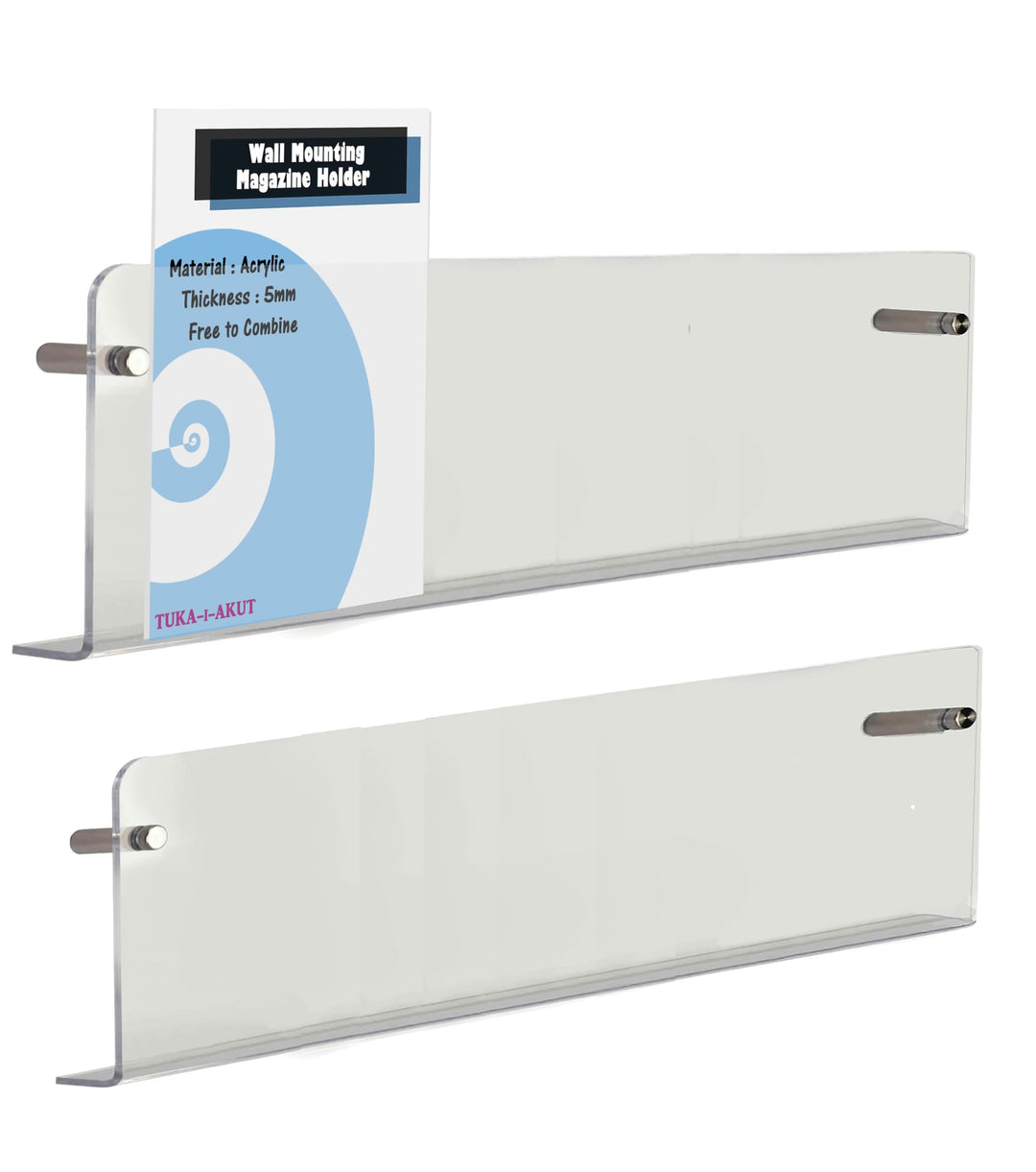 TUKA-i-AKUT 2er 100cm Wand Prospekthalter Acryl Extra Stark, Zeitschriftenhalter Wandregale für Zeit