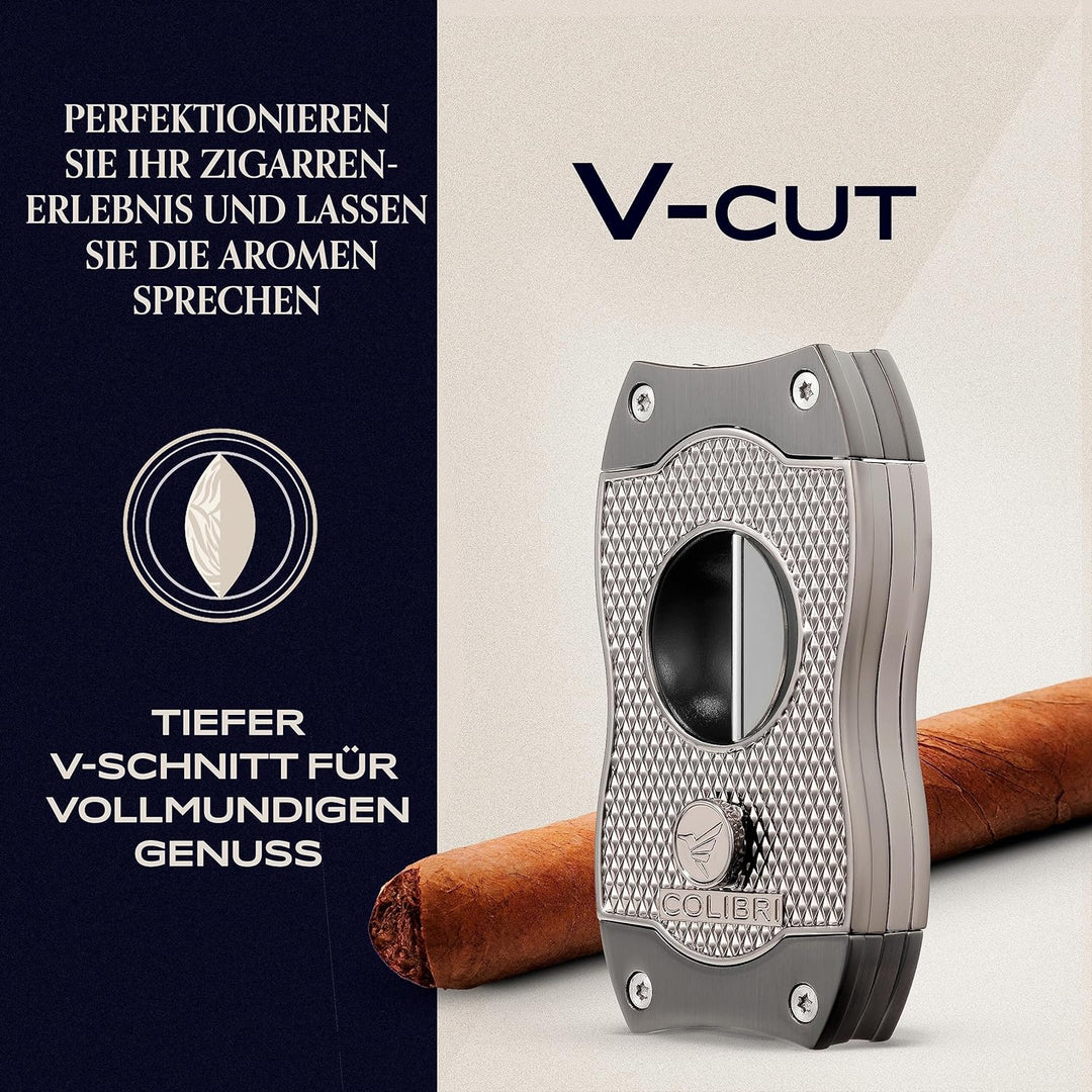 Colibri V-Cut Zigarrenschneider - Diamanten-Muster - Tiefer 7mm V-Schnitt - Bis zu 60+ Ringmass Ziga