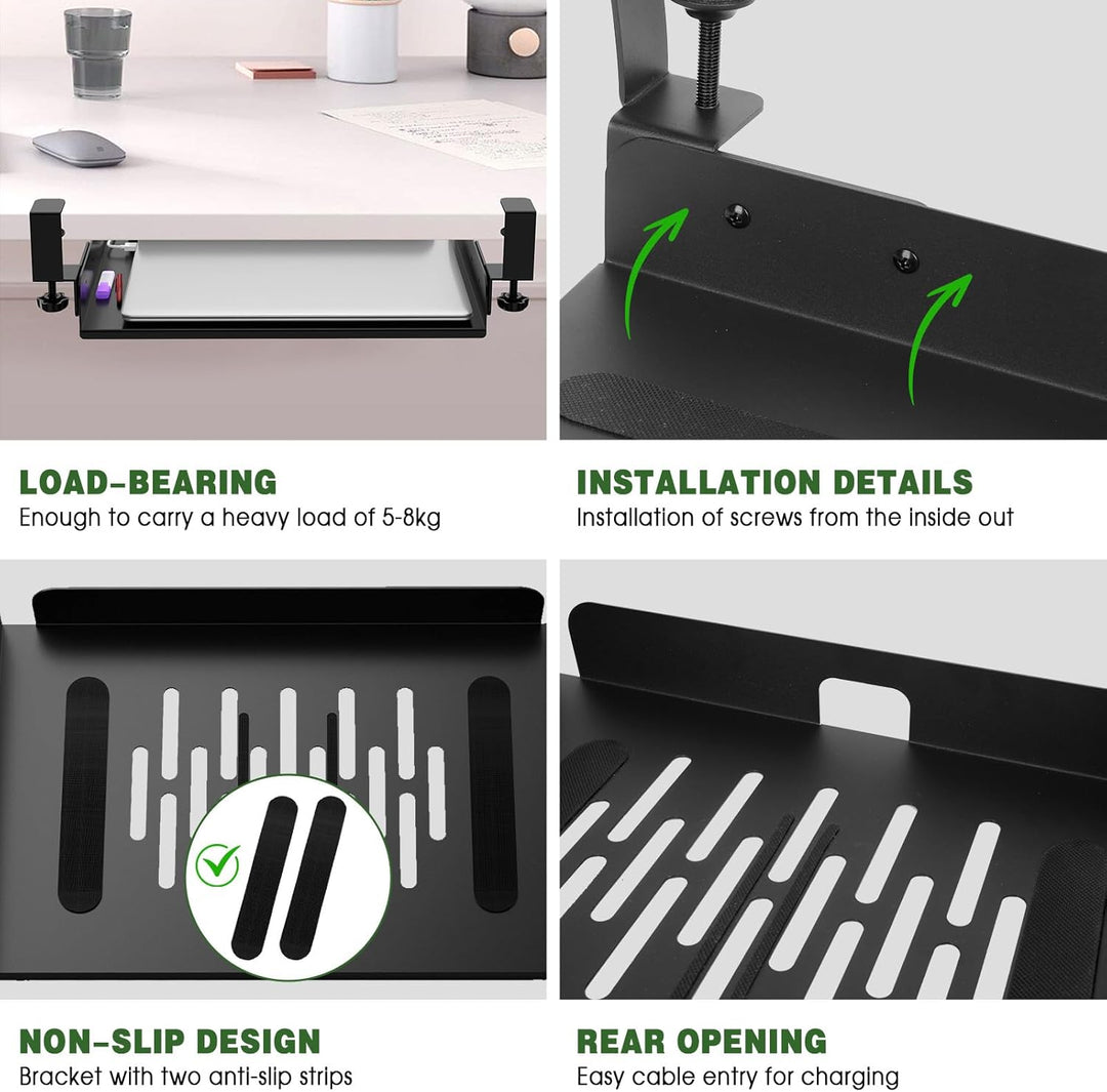 CAUTIOUS Schreibtisch-Organizer, Aufhängbarer Laptop Organizer, Metall Laptop-Halterung, Untertisch-
