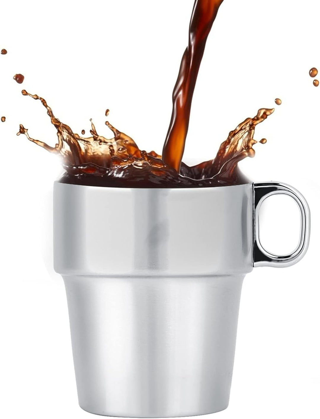 Wasserbecher Set, Edelstahl Kleine Kaffee Tee Bierbecher mit Cup Rack Stapelbare Kaffeetassen Kit fü