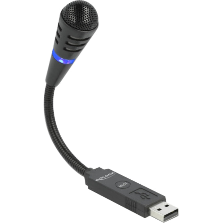 DeLOCK USB Mikrofon mit Schwanenhals und Touch Mute Button für PC & Notebook, Plug & Play, 66499, Sc