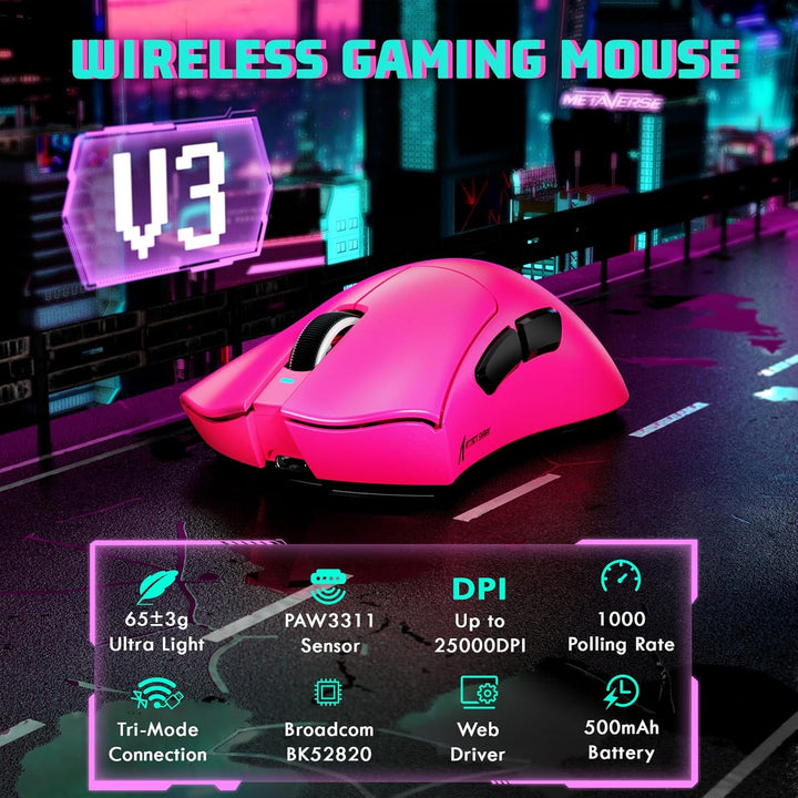 MAMBASNAKE X ATTACKSHARK V3 Kabellose Gaming-Maus,65g leicht,geteiltes Design für Rechtshänder,bis z
