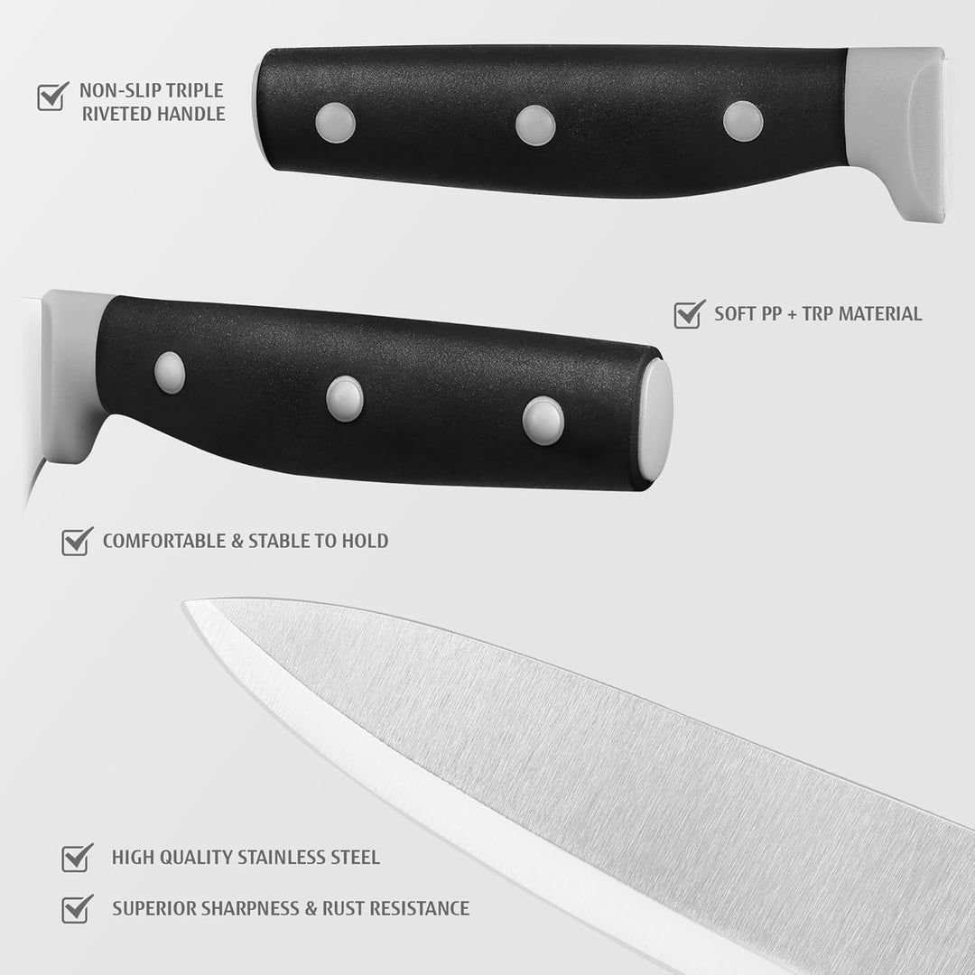 hecef Messer Magnetleiste mit 5 Teilig Scharfe Küchenmesser Set, 33 cm Messerhalter Magnetisch mit E