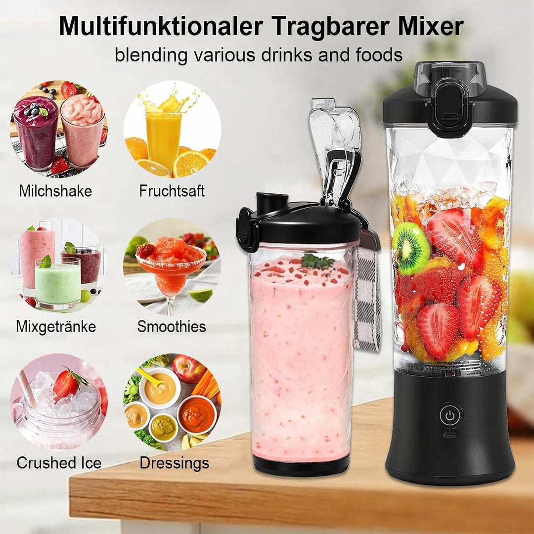 20oz Portable Blender, 240W USB Rechargeable Smoothie Blender with LED Display, Pulse & Blend Modes,