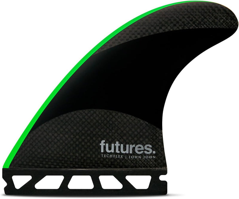 Futures John John Florence 2 Techflex Thruster Fin Black Neon Green M, Black Neon Green M