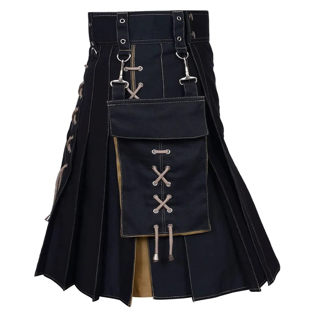 Herren mittelalterlicher Krieger Kilt Mode Patchwork Pocket Knight Rock Kostüm Vintage Gothic Punk R