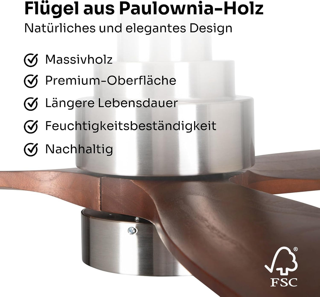 Mellerware - Deckenventilator mit Fernbedienung Brizy Bright | 45 W | 6 Geschwindigkeiten | Ultra le