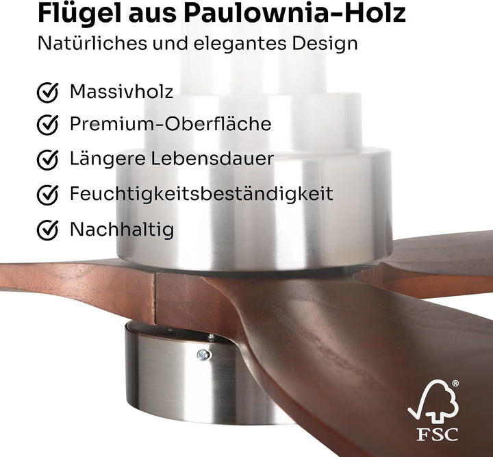 Mellerware - Deckenventilator mit Fernbedienung Brizy Bright | 45 W | 6 Geschwindigkeiten | Ultra le