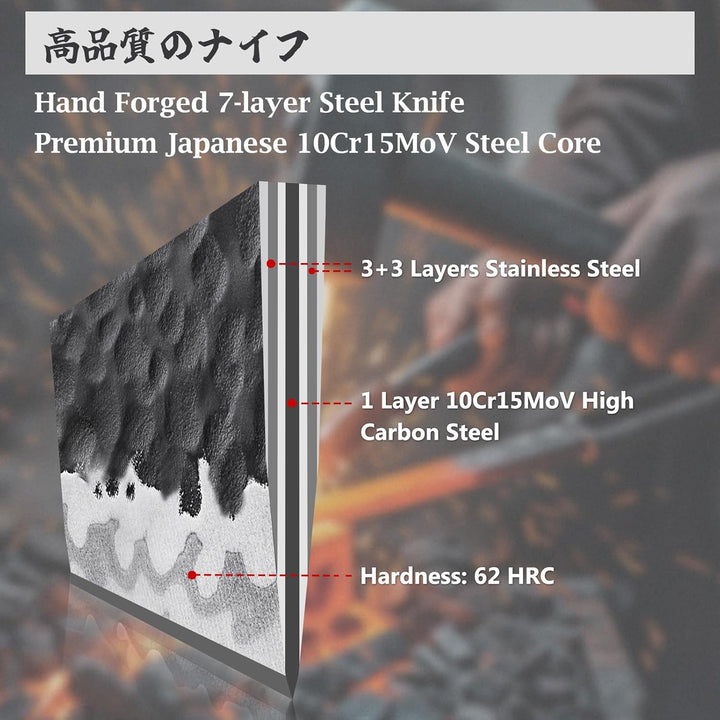SHAN ZU Japanisches Kochmesser, 7 Schichten 9Cr18MoV-Küchenmesser Gyuto Messer, Superscharfes Chefme