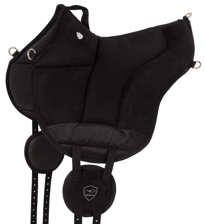 Equinate Reitpad Toledo aus Mikrofaser Schwarz - Bareback Pad mit pflegeleichter Neopren Unterseite