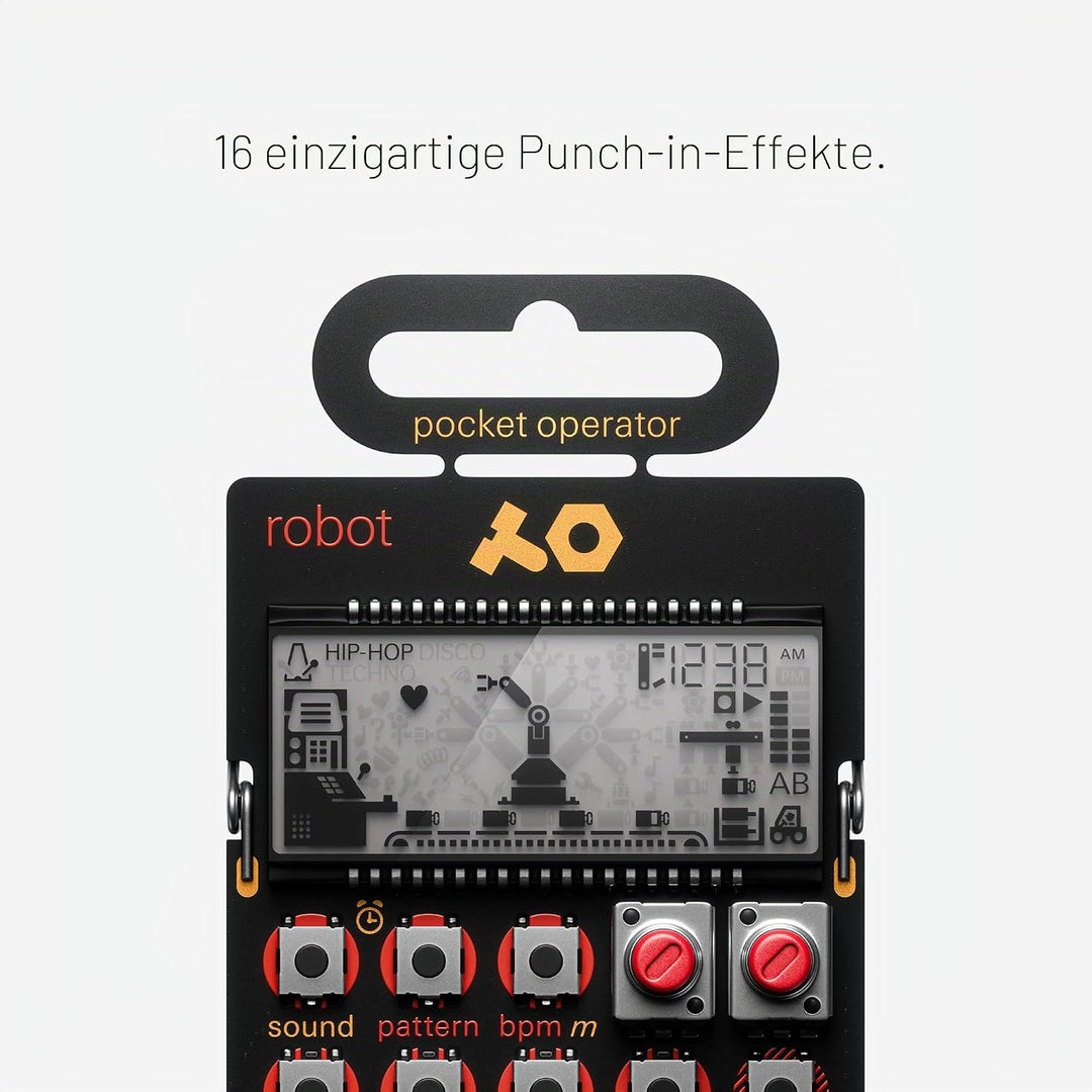 Teenage Engineering PO-28 robot Synthesizer und Sequencer (Pocket Operator mit 8-bit Sounds, LCD Dis