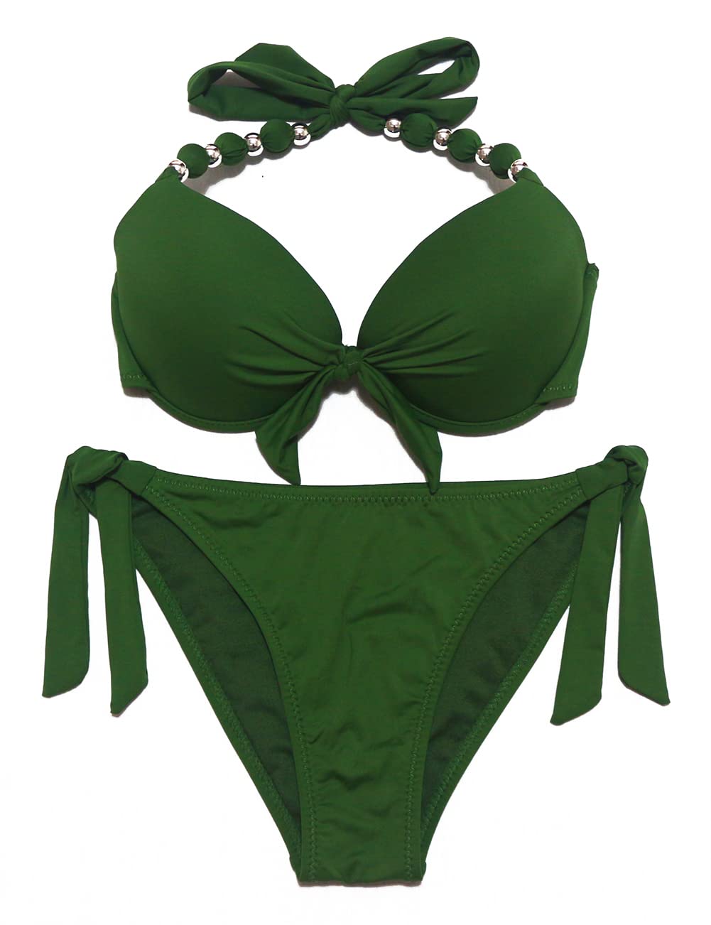 EONAR Damen Seitlich Gebunden Bikini Sets Abnehmbar Bademode Push up Bikinioberteil mit Nackenträger
