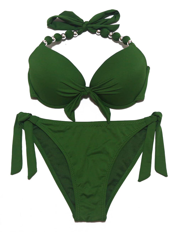 EONAR Damen Seitlich Gebunden Bikini Sets Abnehmbar Bademode Push up Bikinioberteil mit Nackenträger