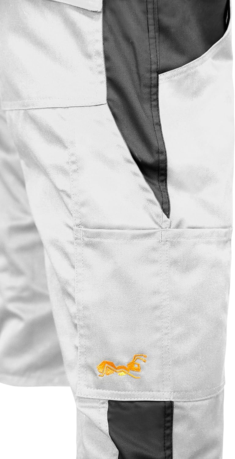 strongAnt Shorts Stretch Berlin Pro Herren Sommer Arbeitshose kurz Cargo Outdoor Grau-Shwarz-Weiss 6