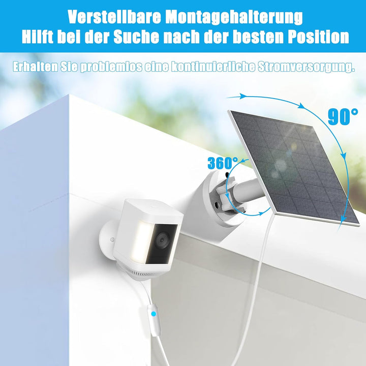 6W Solarpanel kompatibel mit Ring Spotlight Cam Plus/Pro und Stick Up Cam-Akku, Solarladegerät für R