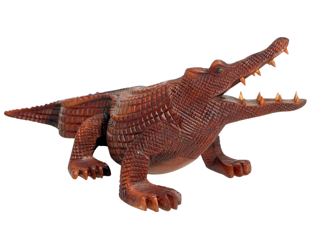 30 cm Krokodil - aus Holz geschnitze Handarbeit als Geschenk-Idee zur Deko Echse Reptil