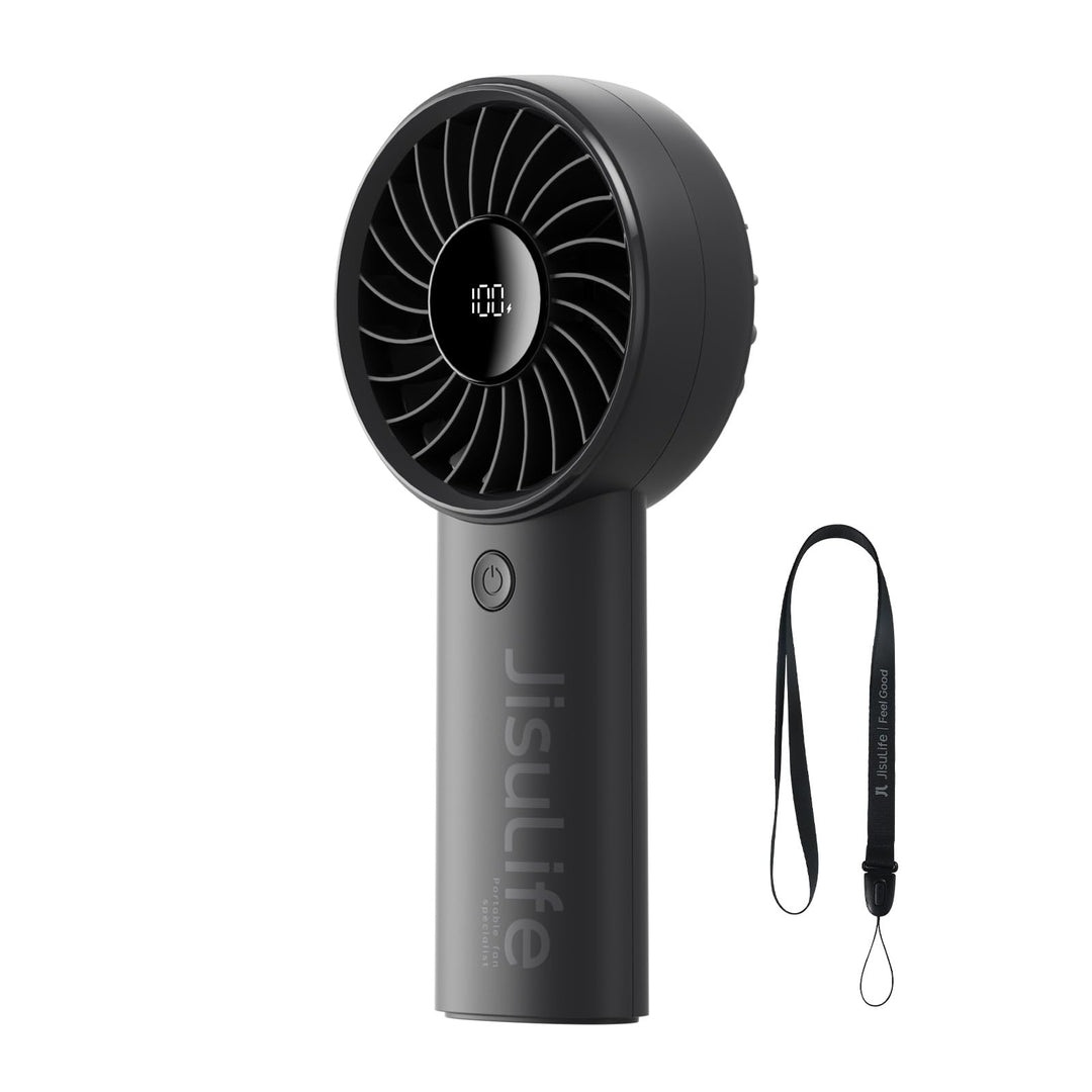 JISULIFE Handventilator, 5000mAh Akku, verbesserter tragbarer Ventilator mit starkem Wind, USB wiede
