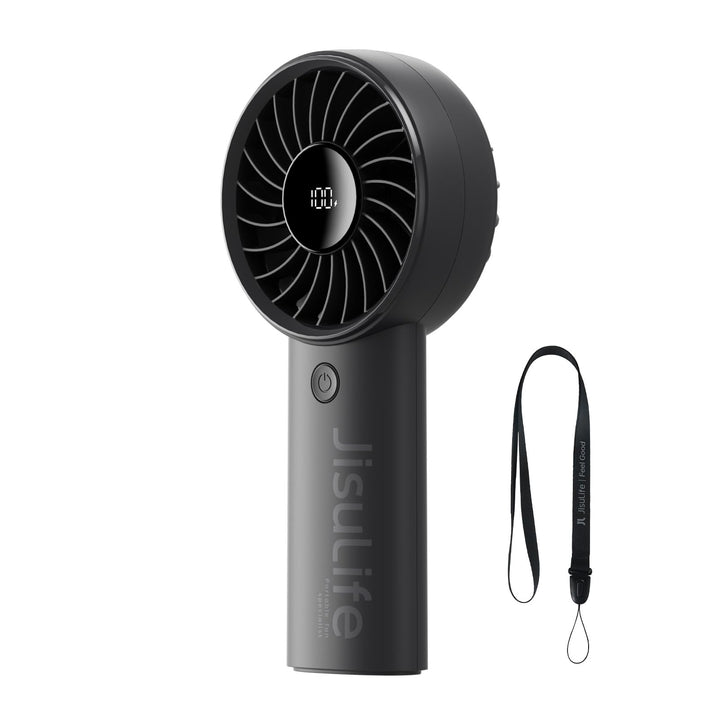 JISULIFE Handventilator, 5000mAh Akku, verbesserter tragbarer Ventilator mit starkem Wind, USB wiede
