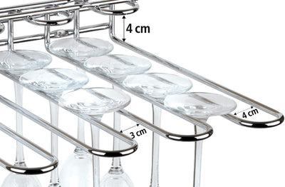 APS 93398 Gläserschiene, 29,5 x 32 x 6 cm, hochwertiger Gläserhalter aus verchromtem Metall, Weingla