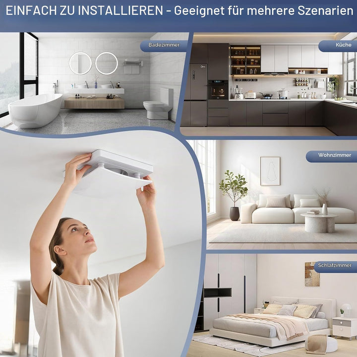 100mm Badlüfter mit Nachlauf, Badezimmer Lüfter mit 3-Gebläsestufen, 2-Timer, [35db, IPX4] Leiser Ab