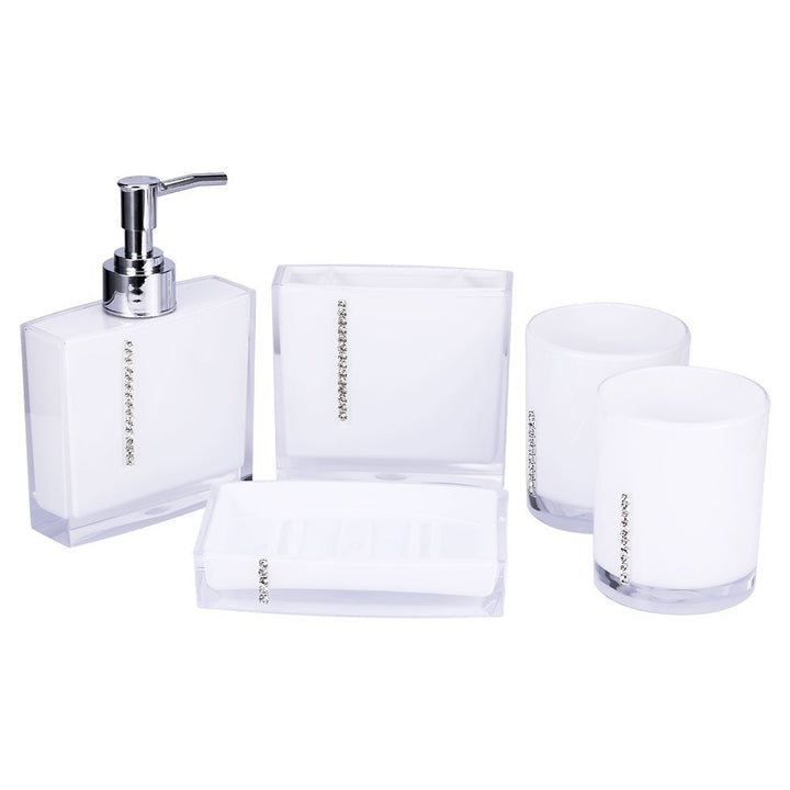 5-Stück Erstklassig Badezimmer Set (aus Hochwertige Acryl mit Diamanten) Bad Accessoire Set Lotion-F
