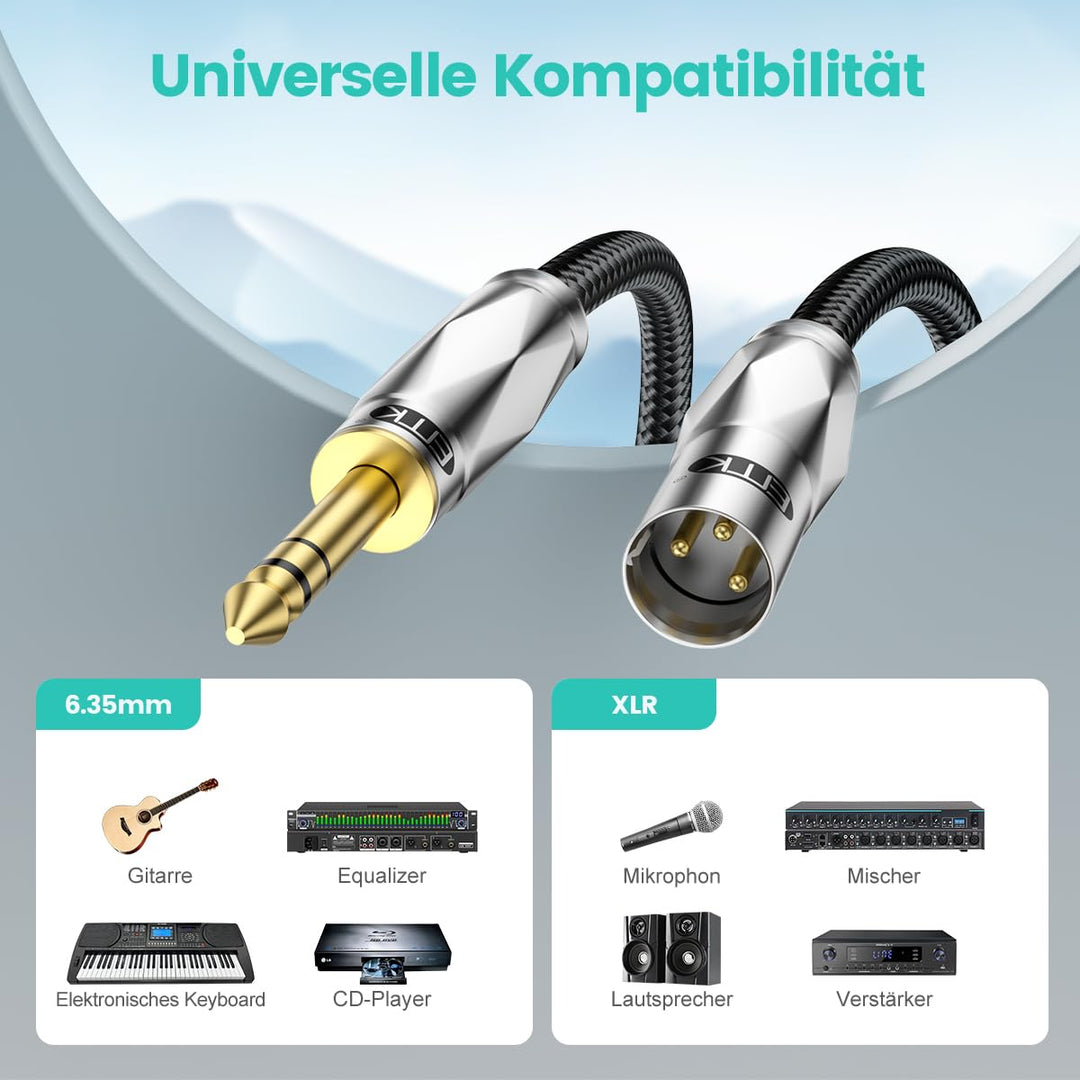 EMK 1/4" auf XLR Kabel,6,35 mm TRS zu XLR,Symmetrisches XLR-auf-1/4-Kabel für Mikrofone,Mischpulte,V