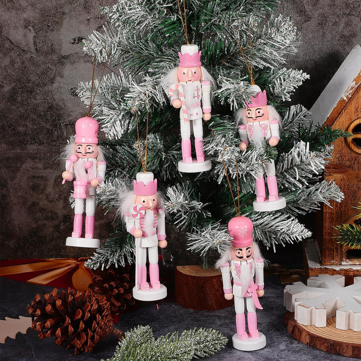 Veemoon 5 Stück Kleine Nussknacker-Hängeornamente Weihnachtsbaum-Soldat- Weihnachts-Hängefiguren Nus