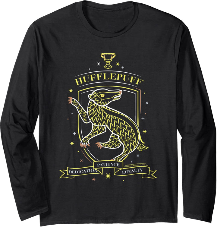 Harry Potter Hand Drawn Hufflepuff Shield Langarmshirt
