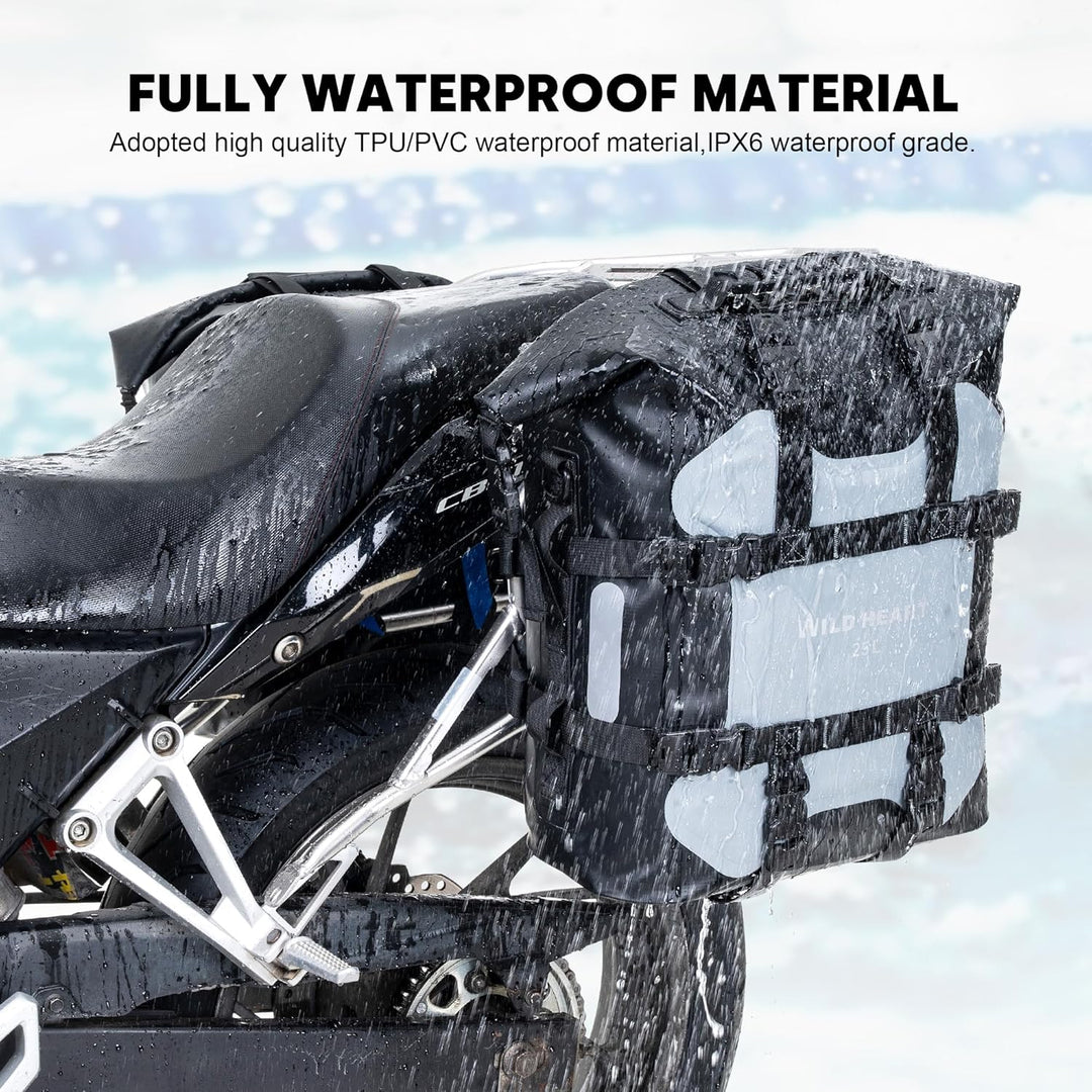 WILD HEART Motorrad Seitentasche Edelstahl Federung wasserdichte Tasche 20L/25L wasserdicht Pianner