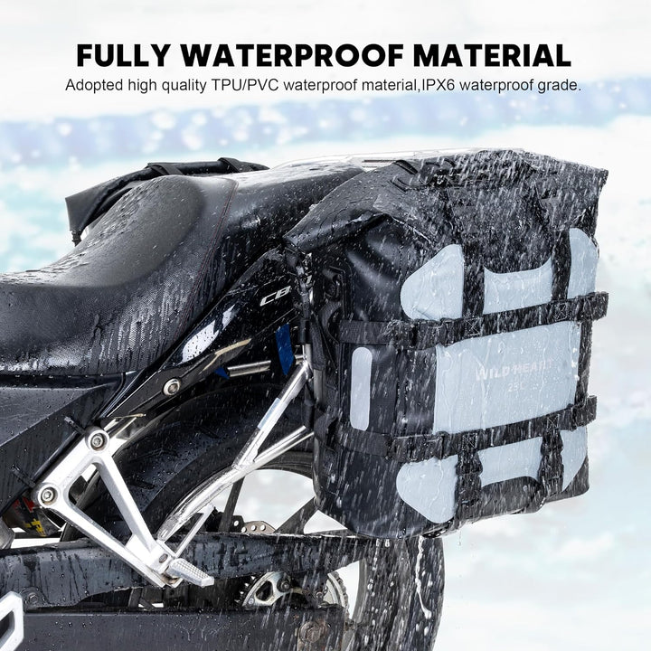 WILD HEART Motorrad Seitentasche Edelstahl Federung wasserdichte Tasche 20L/25L wasserdicht Pianner