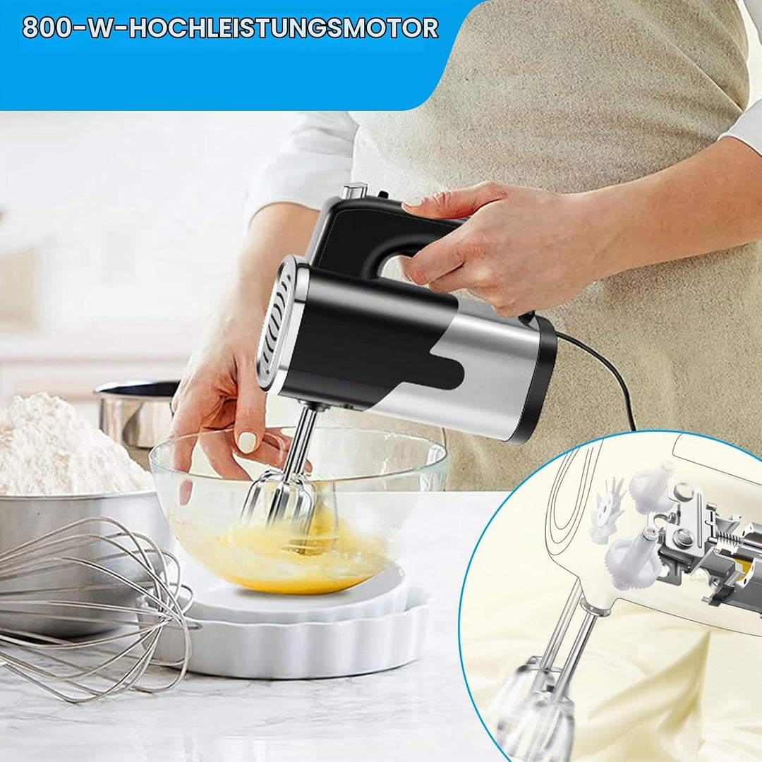 Vegena Handmixer Elektrisch Handrührgerät 800W Mixer Handrührer Handrührer Küchenmixer Schneebesen M
