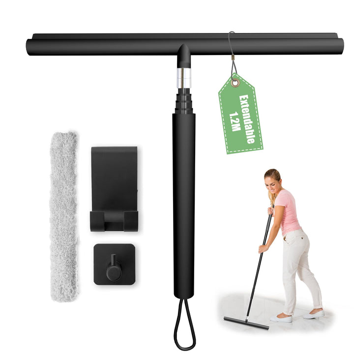 Duschabzieher Einstellbar 30-120cm, Duschabzieher Silikon Set mit Halterung, Abzieher Dusche, Badezi