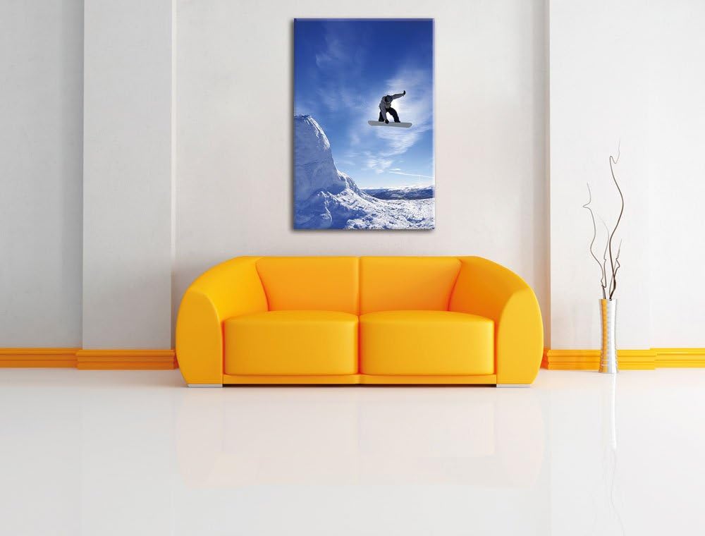 Pixxprint Snowborder als Leinwandbild/Grösse: 120x80 / Wandbild/Kunstdruck/fertig bespannt 80x120, 8