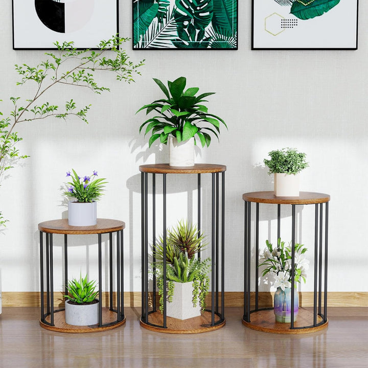 HDANI 3er-Set Rund Pflanzenständer Metall 35/45/55cm,Solider und Robuster Blumenständer für Wohnzimm