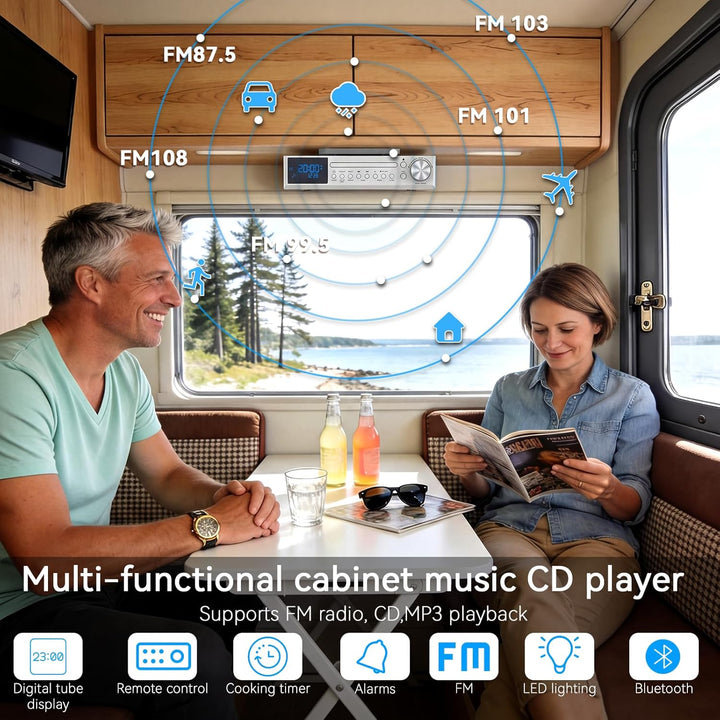 MONODEAL Bluetooth CD Player mit Radi,Küchenradio Unterbau mit Weckfunktion | Unterbauradio Küche mi