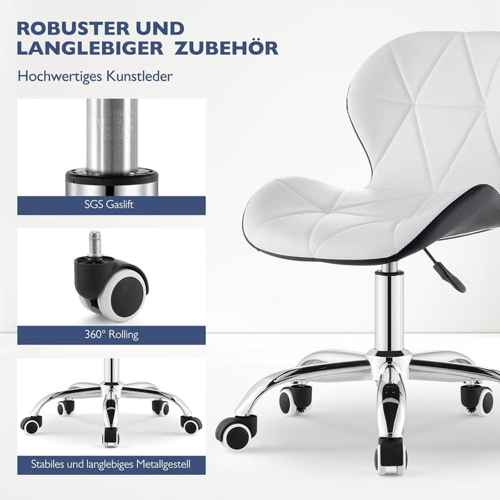 CLIPOP Bürostuhl ohne Armlehne, Drehstuhl 360°, Schreibtischstuhl mit Rollen, höhenverstellbar, bis